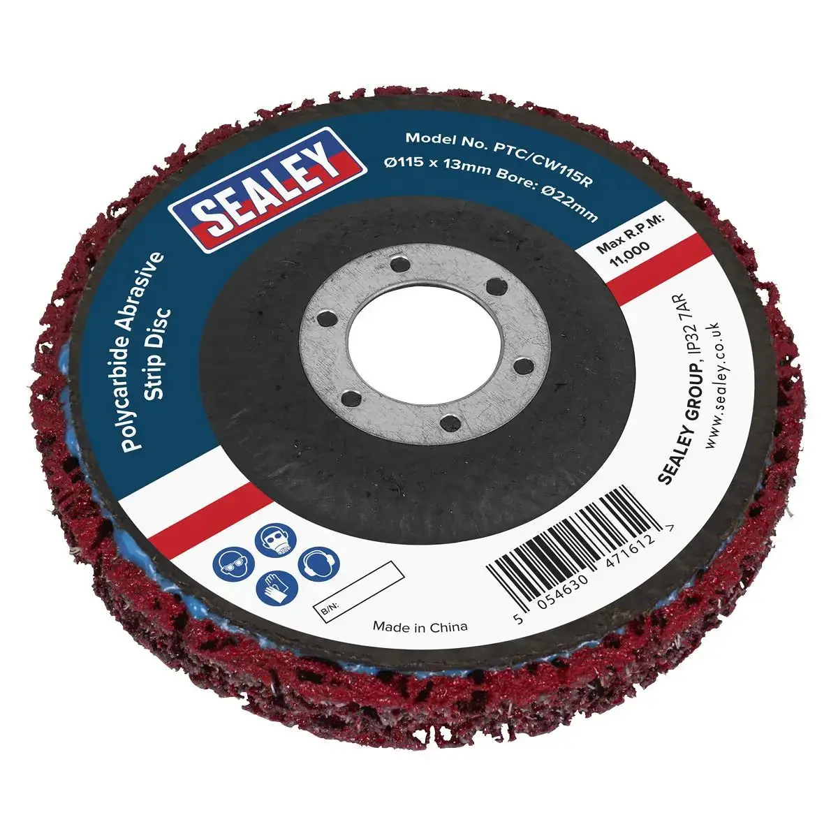 Sealey Polycarbide Abrasive Strip Disc 115 X 13 X 22Mm - Red 1