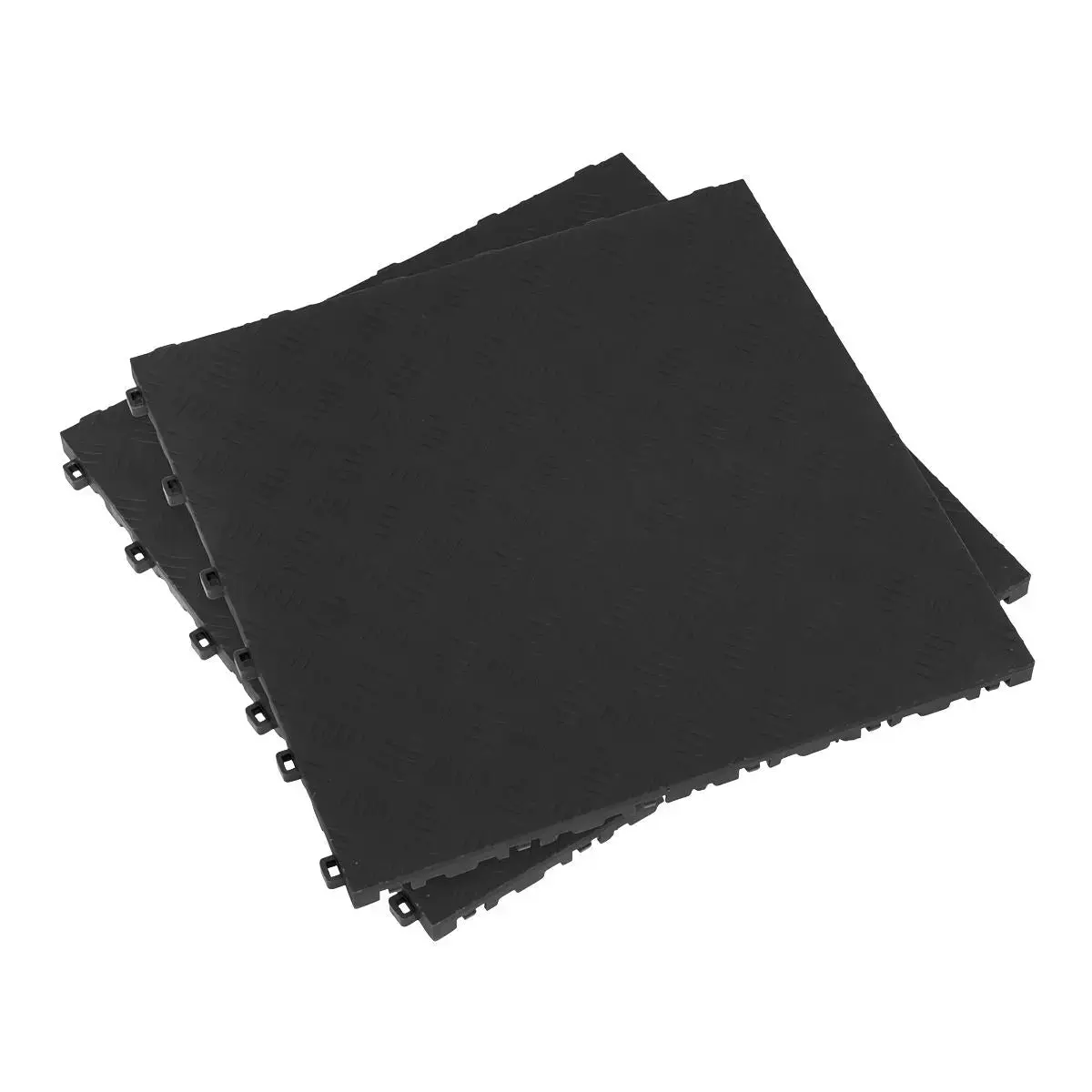 Sealey Polypropylene Floor Tile 400 X 400Mm - Black Treadplate - Pack Of 9 1