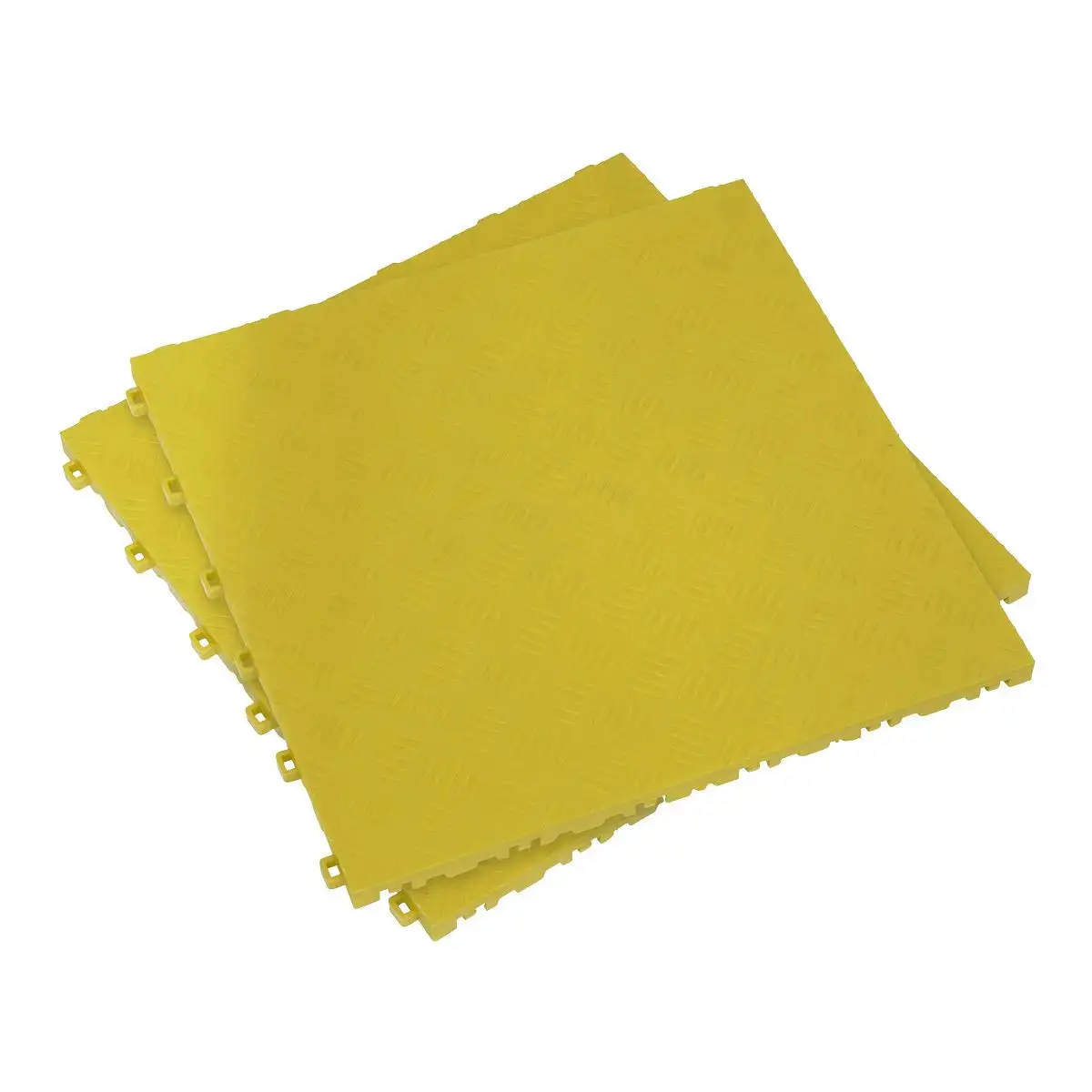Sealey Polypropylene Floor Tile - Yellow Treadplate 400 X 400Mm - Pack Of 9 1
