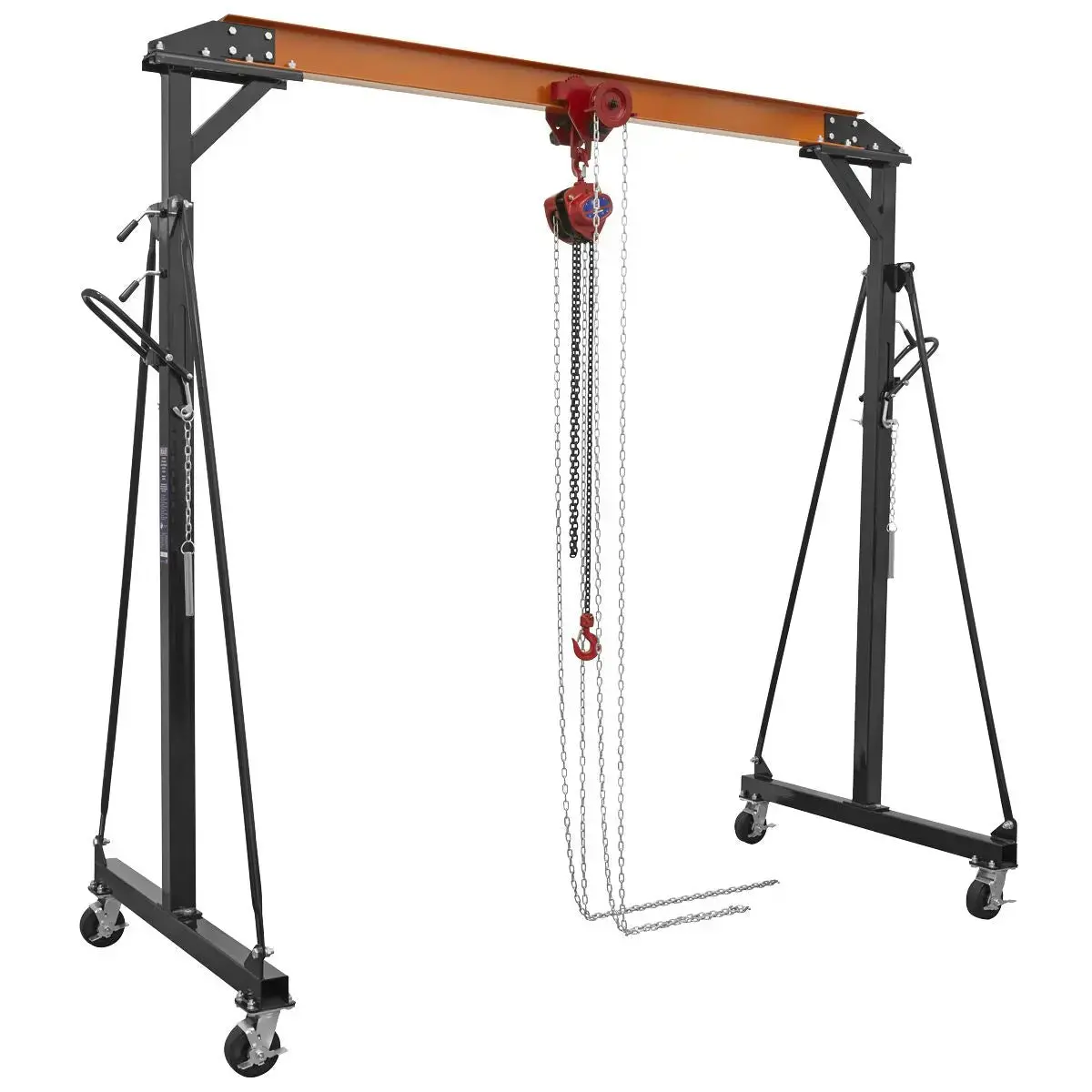 Sealey Portable Adjustable Gantry Crane With Geared Trolley Combo 1 Tonne 1