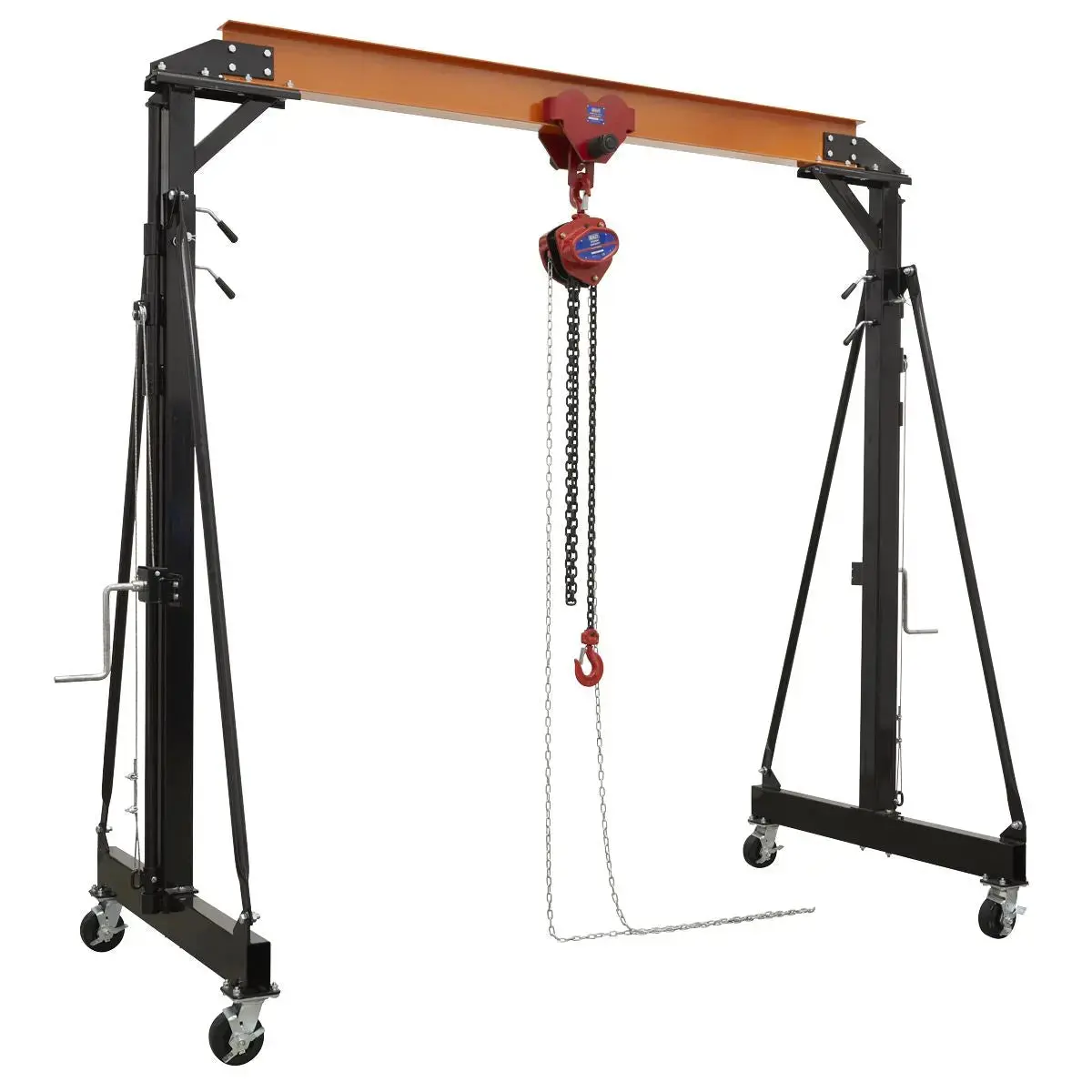 Sealey Portable Adjustable Gantry Crane With Geared Trolley Combo 2 Tonne 1