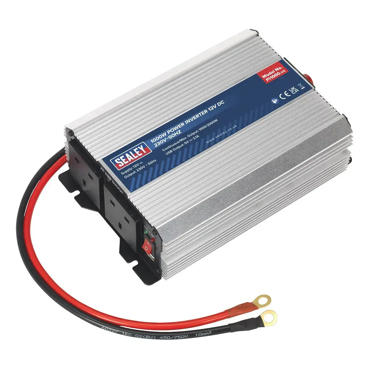 Sealey Power Inverter Modified Sine Wave 1000W 12V Dc - 230V ~ 50Hz 1