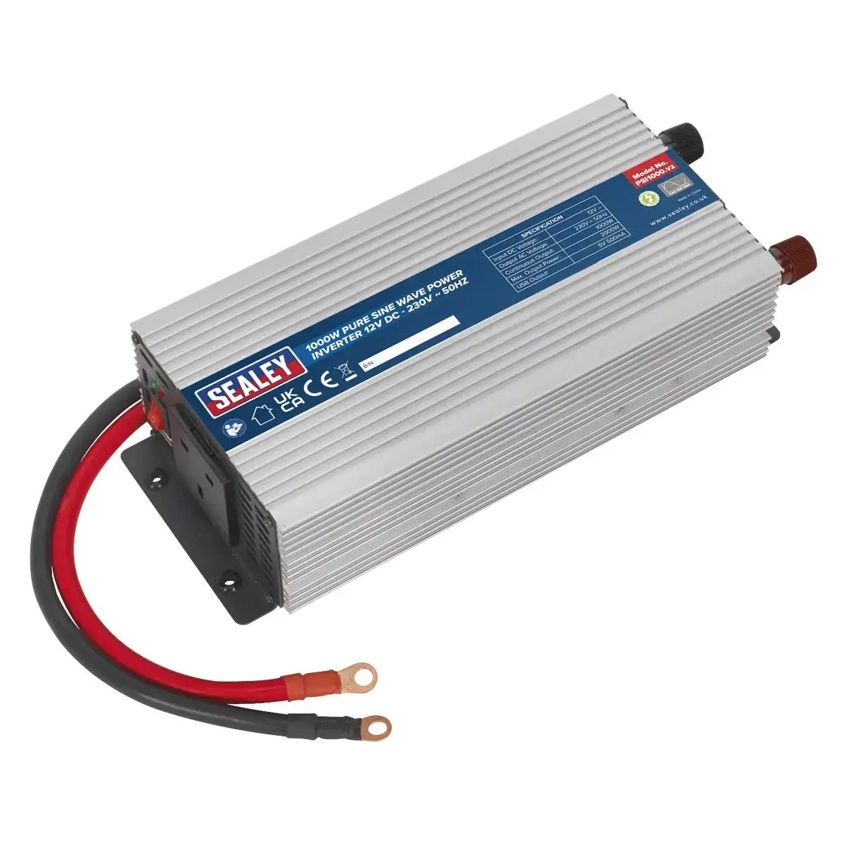 Sealey Power Inverter Pure Sine Wave 1000W 12V Dc - 230V ~ 50Hz 1