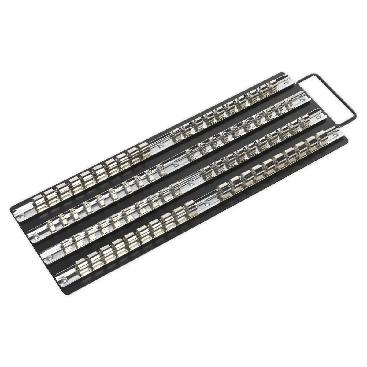 Sealey Premier 1/4", 3/8" And 1/2" Drive Black Socket Holder Rail Tray Carry Handle 1