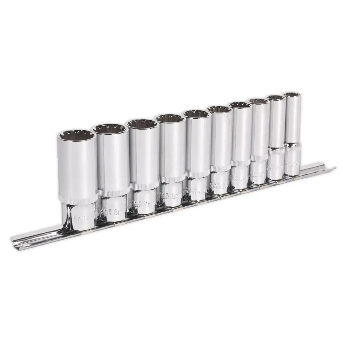 Sealey Premier 10 Piece 3/8" Drive Total Drive Deep Socket Set 10-19Mm 1