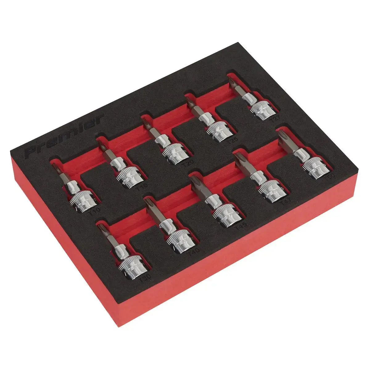 Sealey Premier 10 Piece 3/8" Drive Trx-Star Socket Bit Set In Eva Tray T10-T50 1