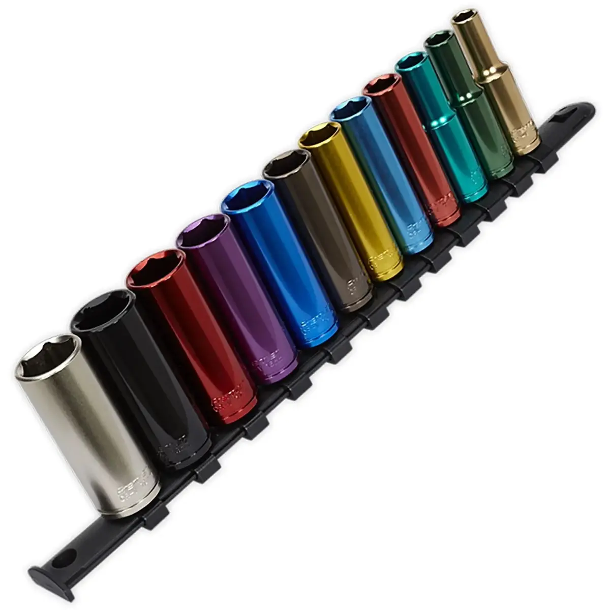 Sealey Premier 12 Piece 3/8" Drive Multi Coloured Deep Socket Set 8-19Mm 1