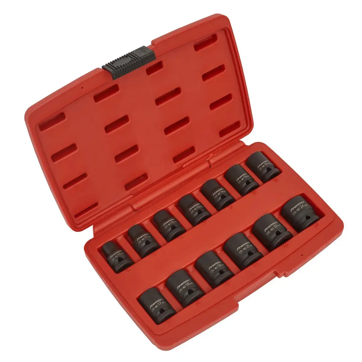 Sealey Premier 13 Piece 1/2" Drive 12 Point Impact Socket Set 10-24Mm Metric 1