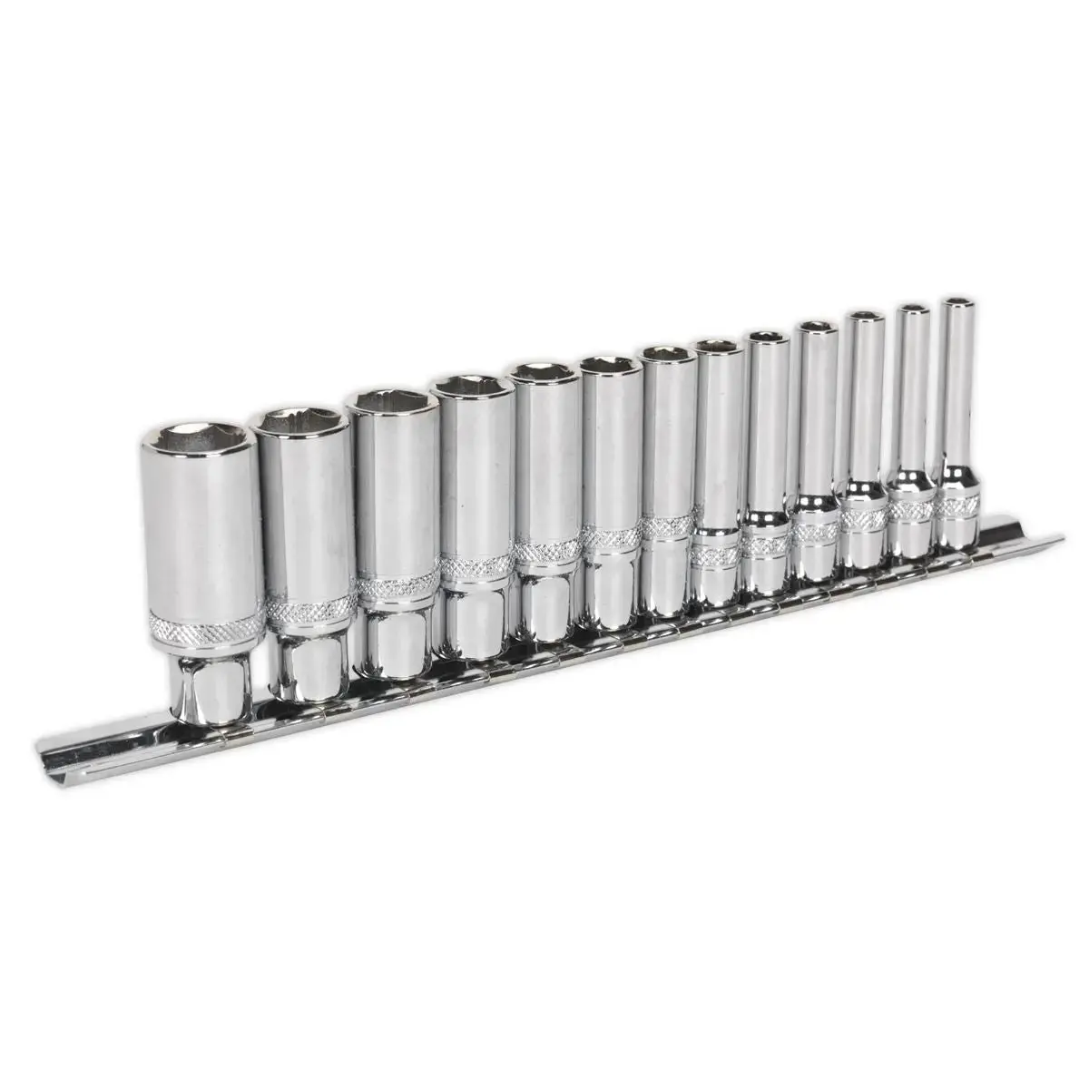 Sealey Premier 13 Piece 1/4" Drive Deep Lock-On Metric Socket Set 4-14Mm 1