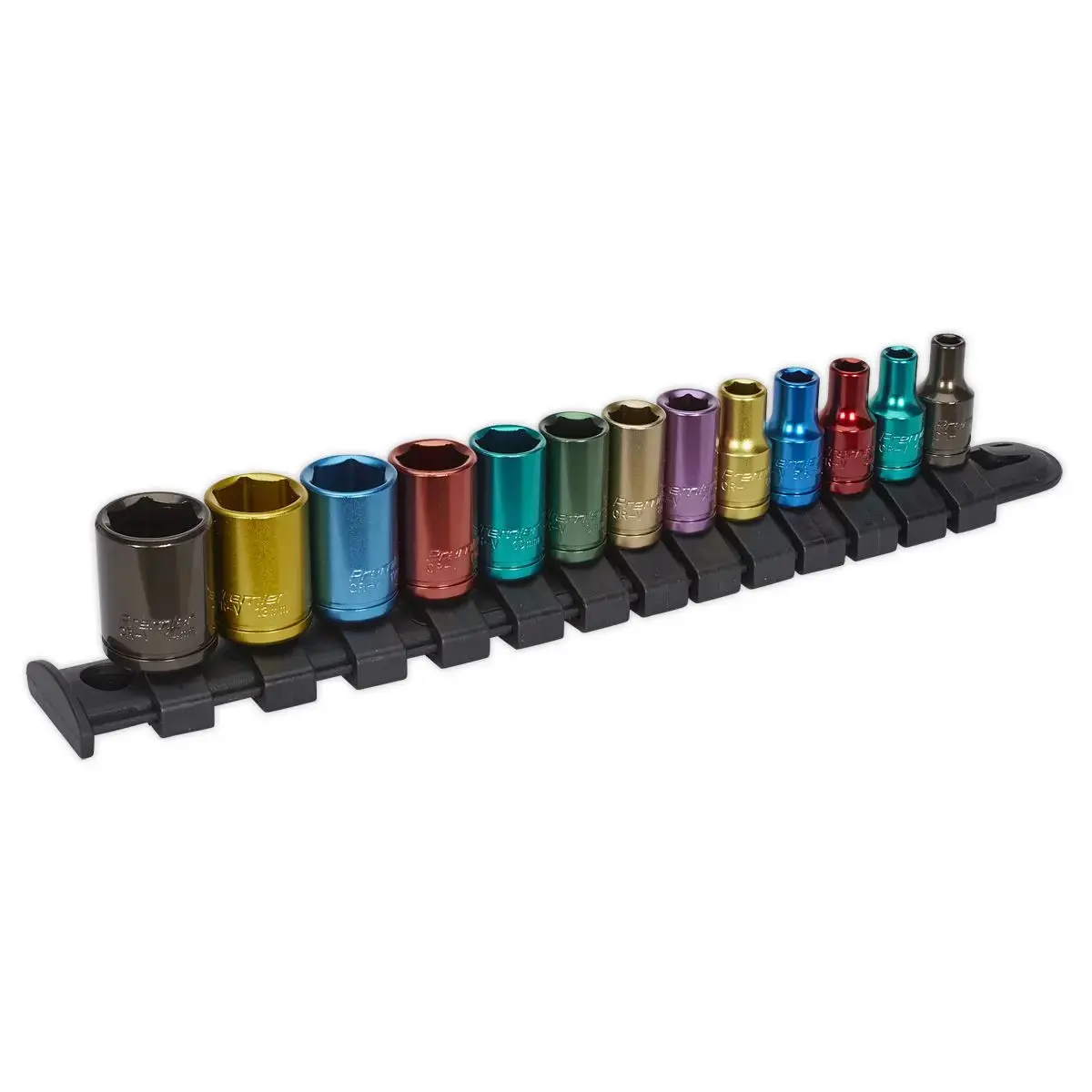 Sealey Premier 13 Piece 1/4" Drive Multi Coloured Socket Set 4-14Mm 1