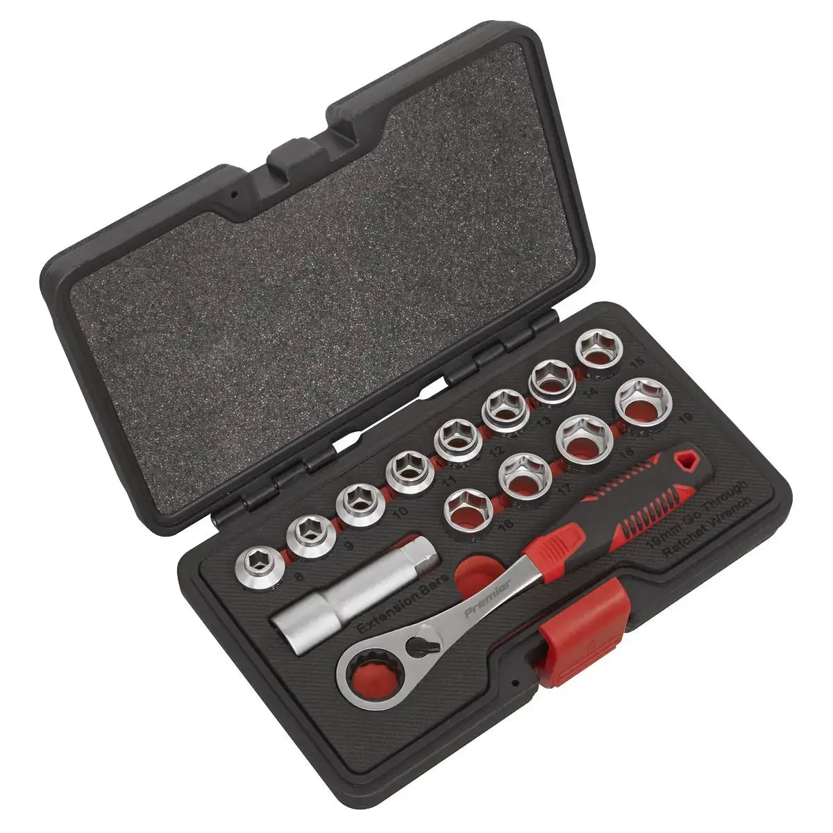 Sealey Premier 14 Piece Low Profile Go Through Socket Set 8-19Mm 1