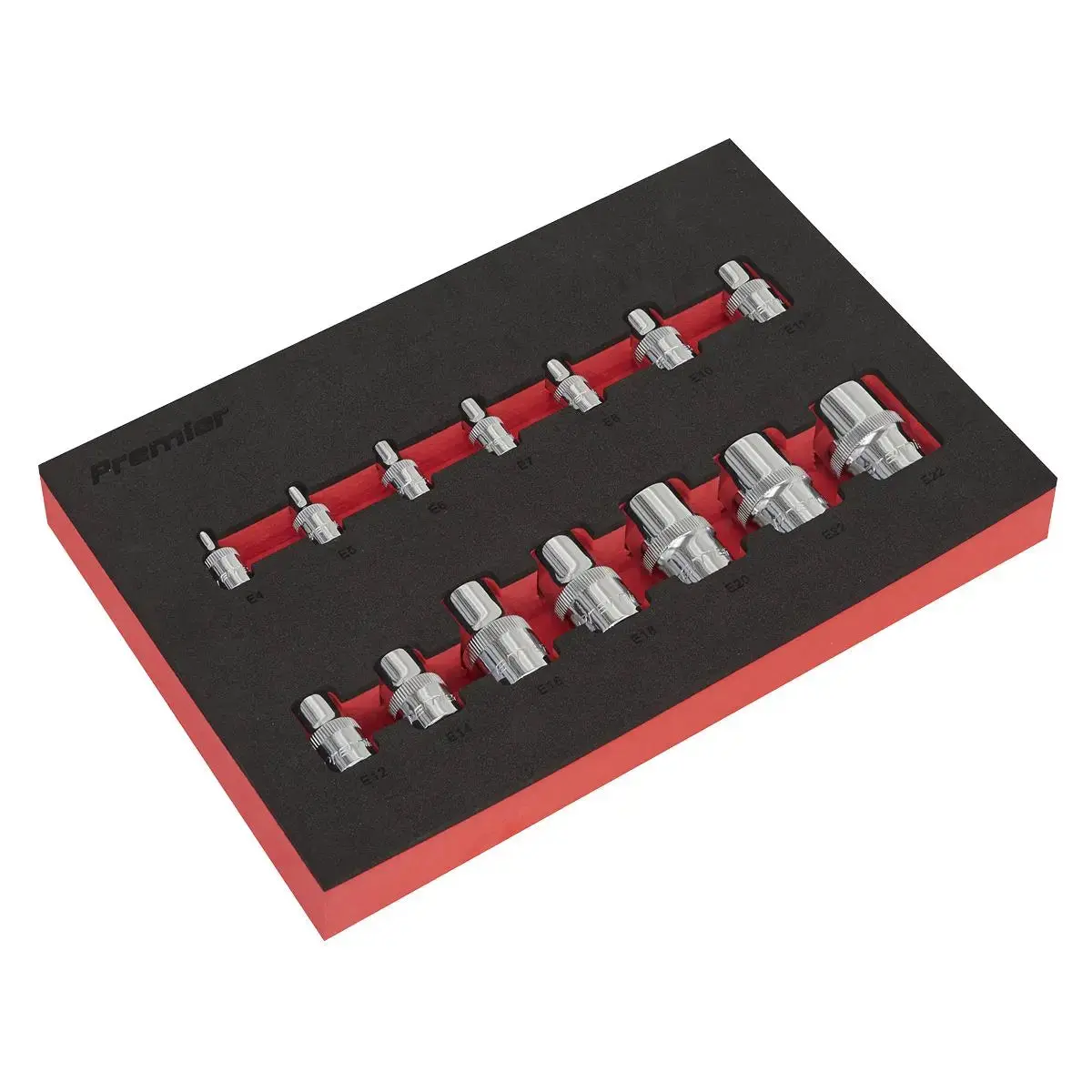 Sealey Premier 14 Piece Trx-Star 1/4" 3/8" 1/2" Drive Socket Set In Eva Tray E4-E24 1