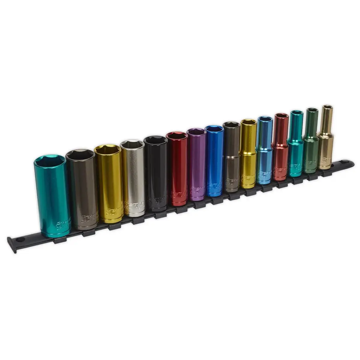 Sealey Premier 15 Piece 1/2" Drive Multi Coloured Deep Socket Set 8-24Mm 1