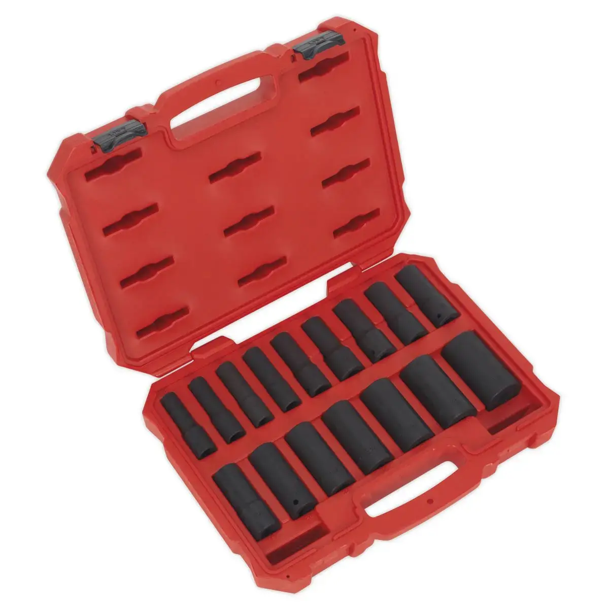 Sealey Premier 16 Piece 1/2" Drive Deep Lock On Impact Socket Set 10-32Mm Rounded 1