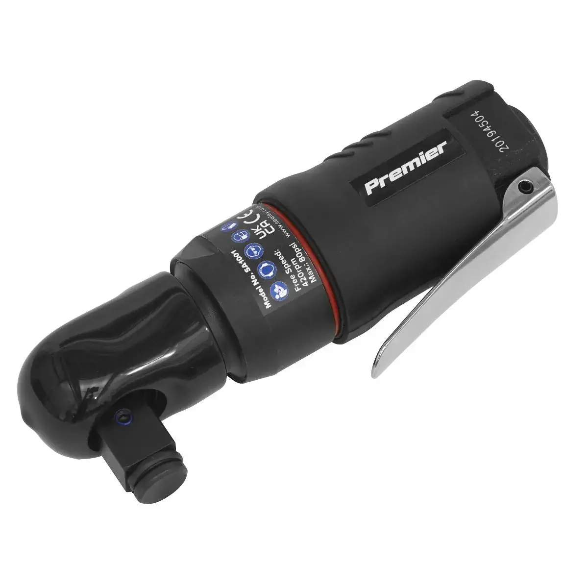 Sealey Premier 2-In-1 Mini Air Ratchet Wrench 1/4" & 1/2"Sq Drive 1