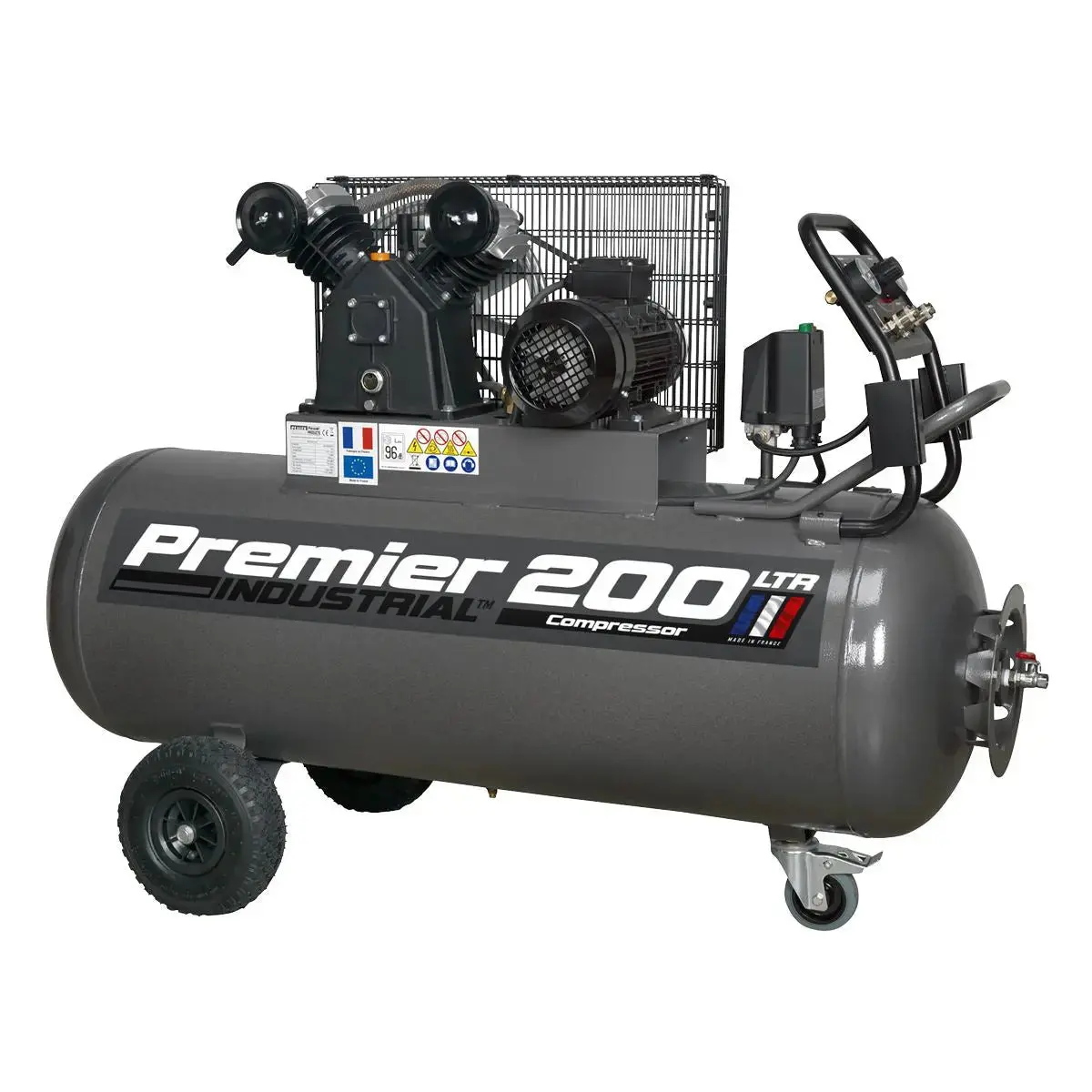 Sealey Premier 200L Belt Drive Air Compressor With Front Control Panel 3Hp 415V 3Ph 1