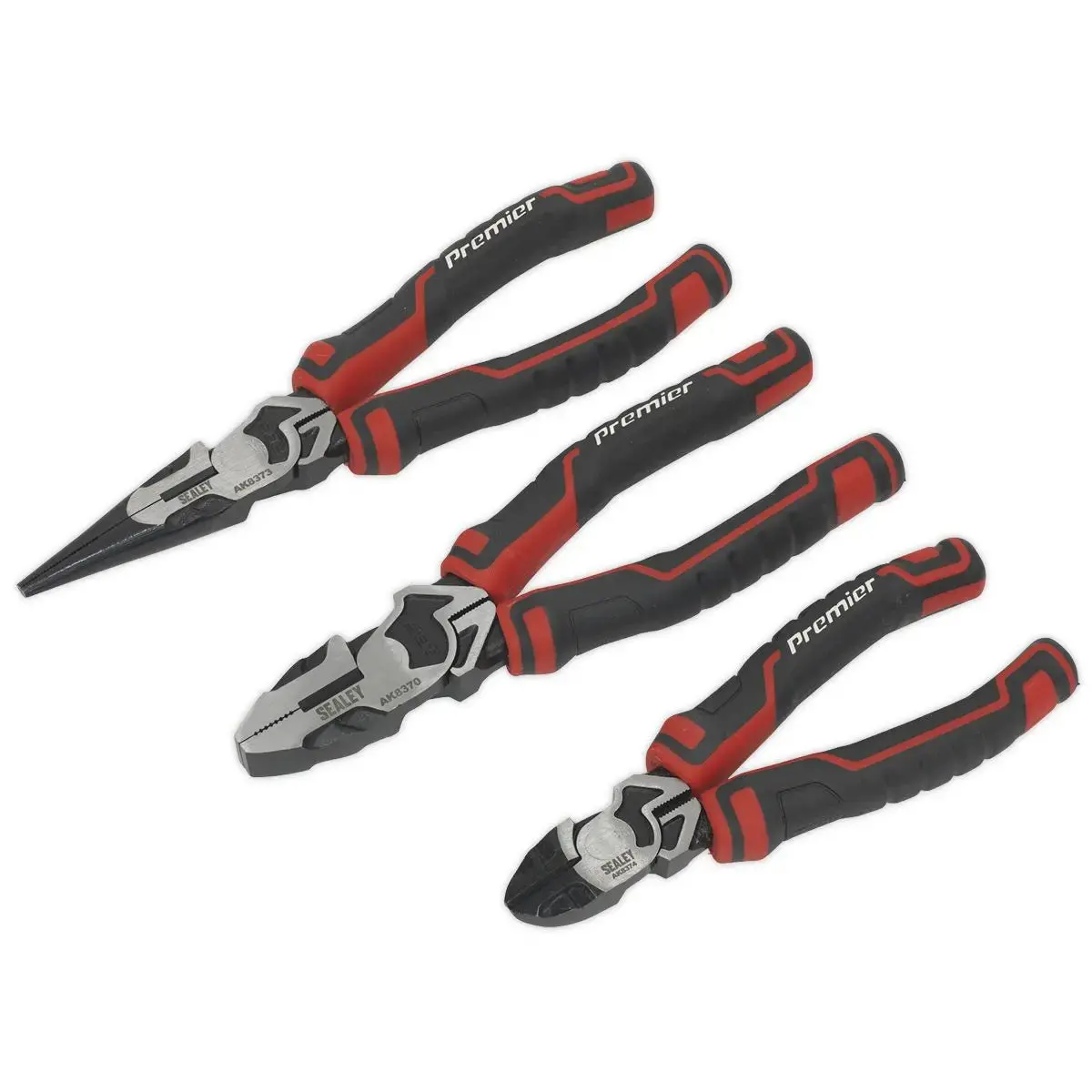 Sealey Premier 3 Piece High Leverage Pliers Set Long Nose Combi Plier 1