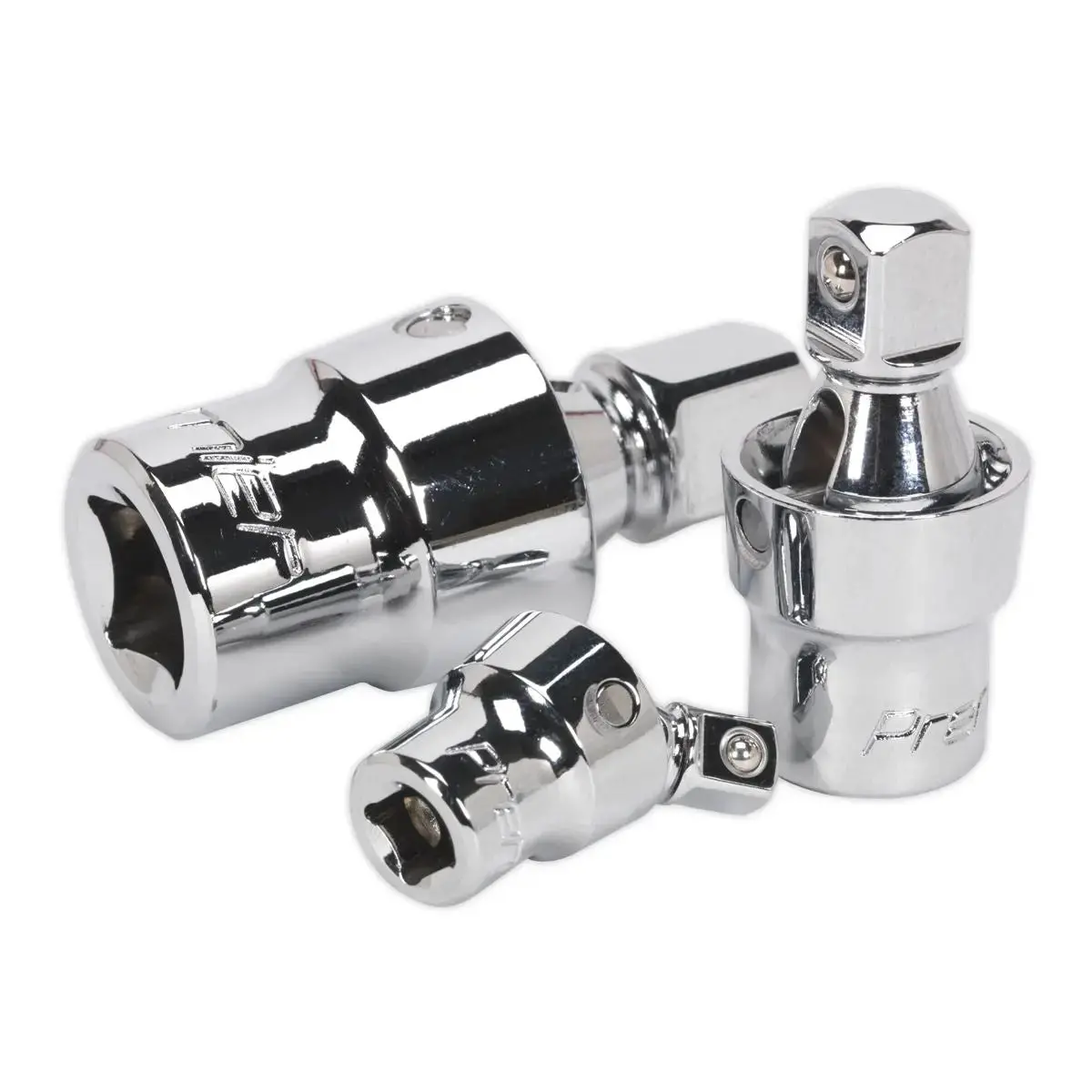 Sealey Premier 3 Piece Universal Joint Set 1/4" 3/8" And 1/2" Drive Set Coupler 1