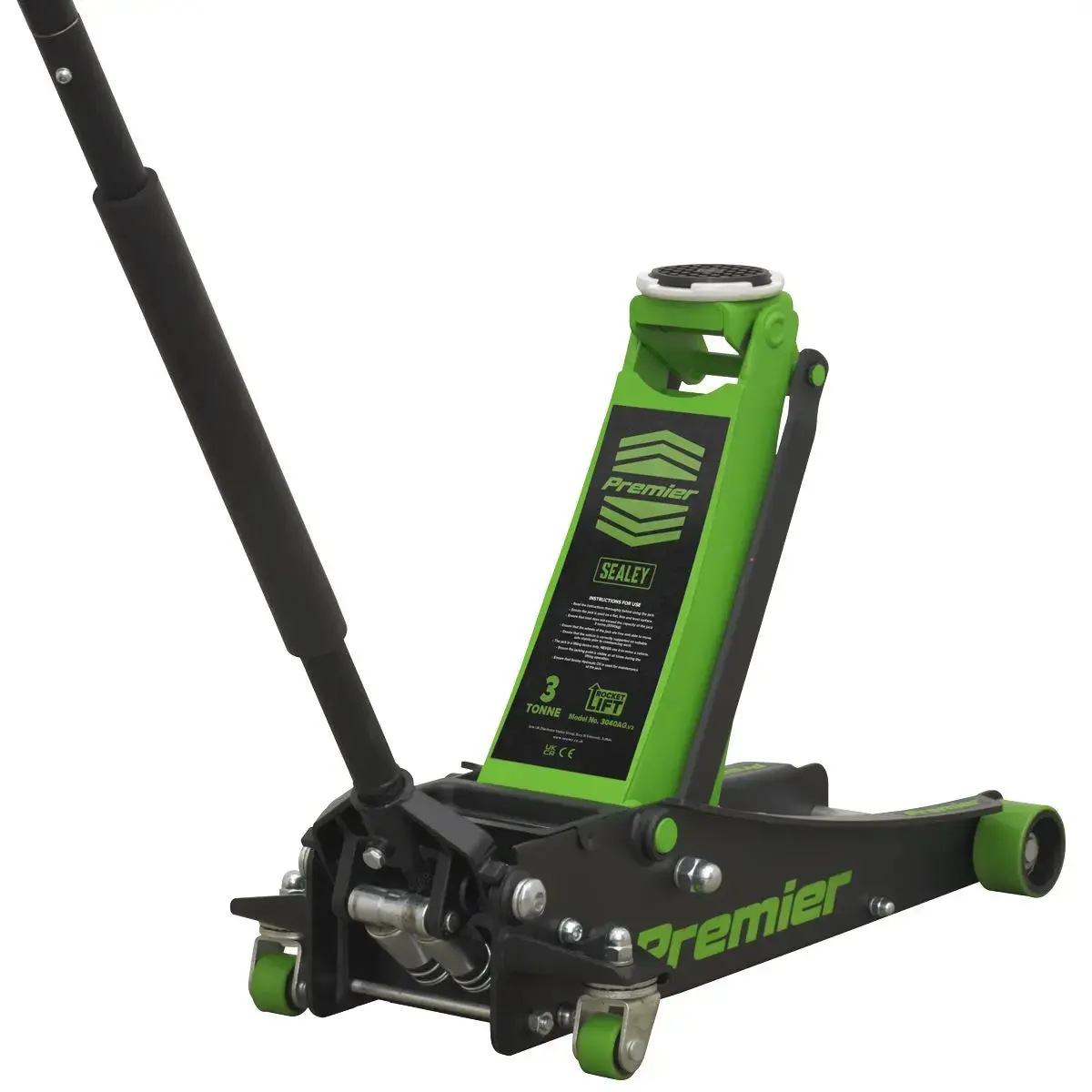 Sealey Premier 3 Tonne Rocket Lift Trolley Jack Green 1