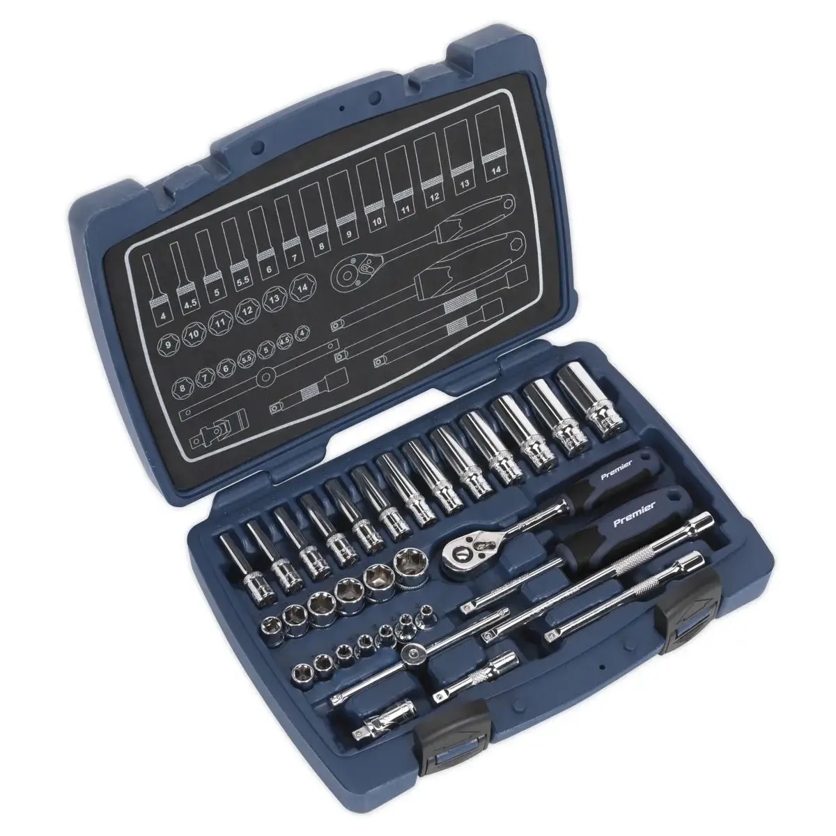 Sealey Premier 33 Piece 1/4" Drive Metric Socket Set 4-14Mm 1