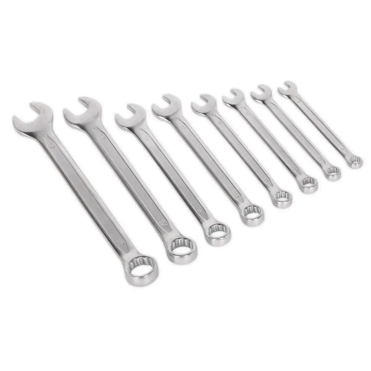 Sealey Premier 8 Piece Combination Spanner Set 8-19Mm Open End Ring Spanners 1