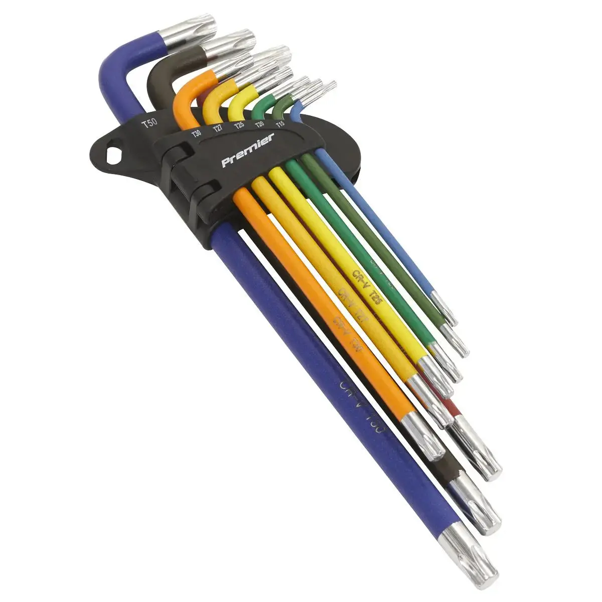 Sealey Premier 9 Piece Colour Coded Extra Long Trx-Star Key Set T10-T50 Safe Storage 1