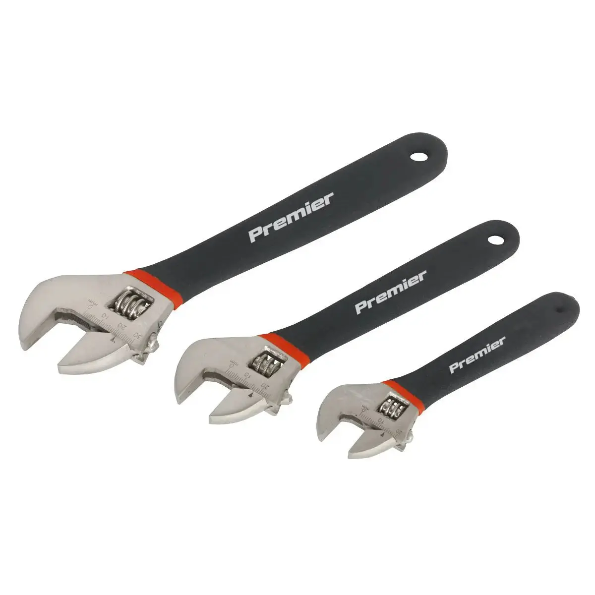 Sealey Premier Adjustable Wrench Set 3Pc Ni-Fe Finish 1