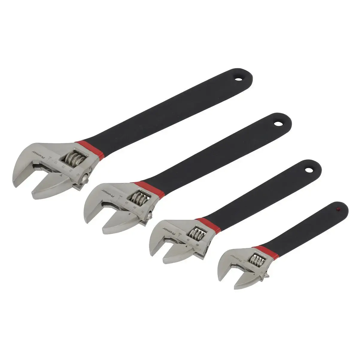 Sealey Premier Adjustable Wrench Set 4Pc Ni-Fe Finish 1