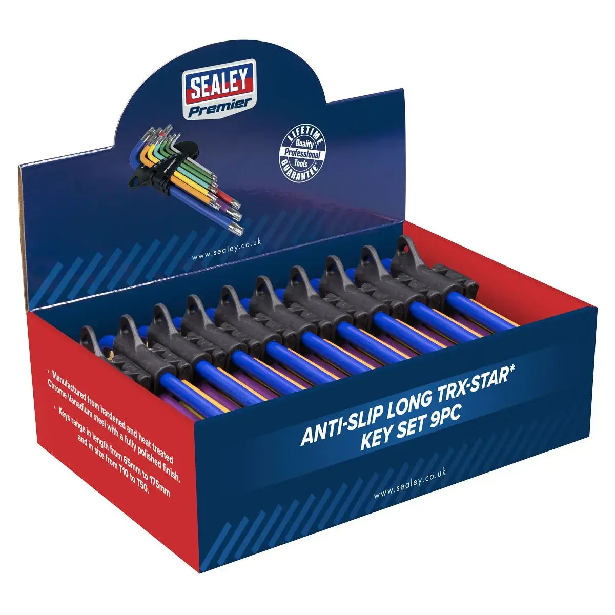 Sealey Premier Anti-Slip Long Trx-Star* Key Set 9Pc - Display Box Of 10 1