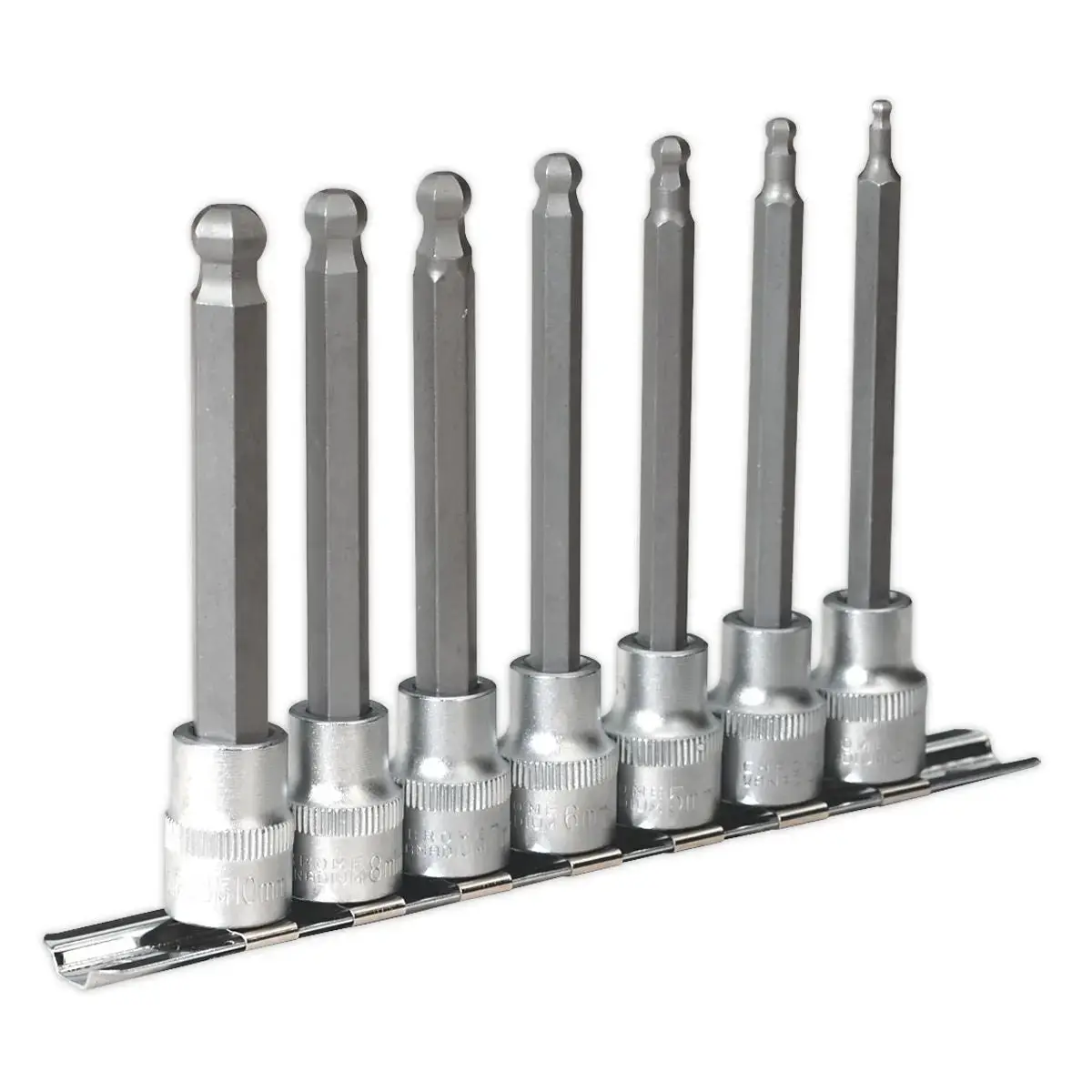 Sealey Premier Ball-End Hex Socket Bit Set 7Pc Metric 3/8"Sq Drive 100Mm 1