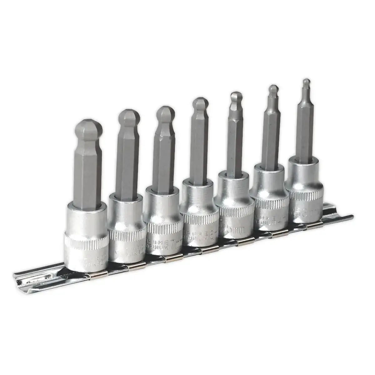 Sealey Premier Ball-End Hex Socket Bit Set 7Pc Metric 3/8"Sq Drive 62Mm 1