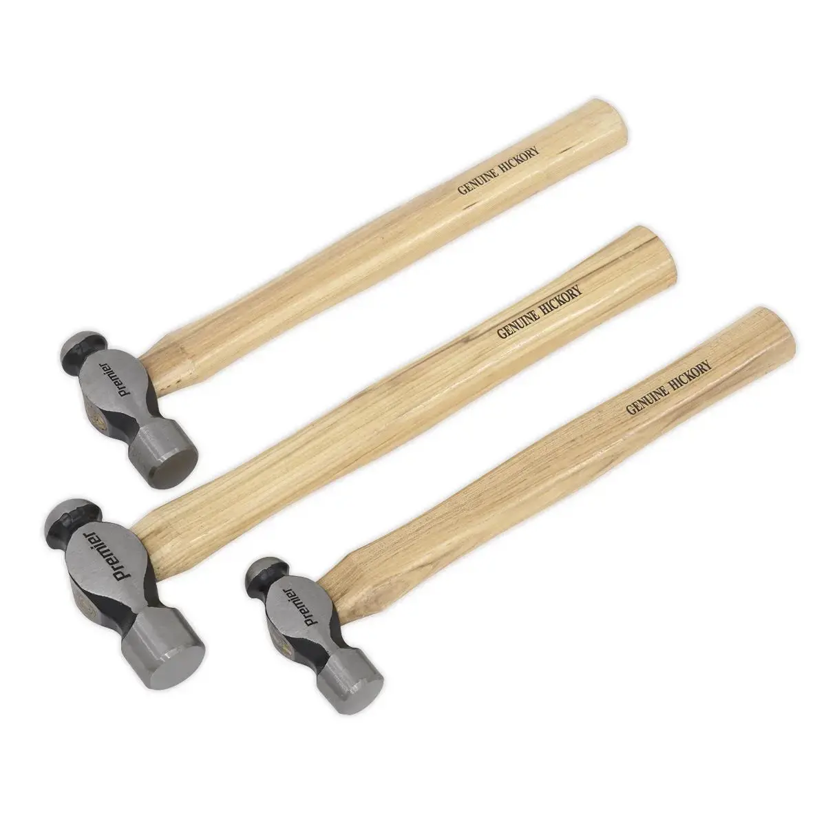 Sealey Premier Ball Pein Hammer Set 3Pc Hickory Shafts 1