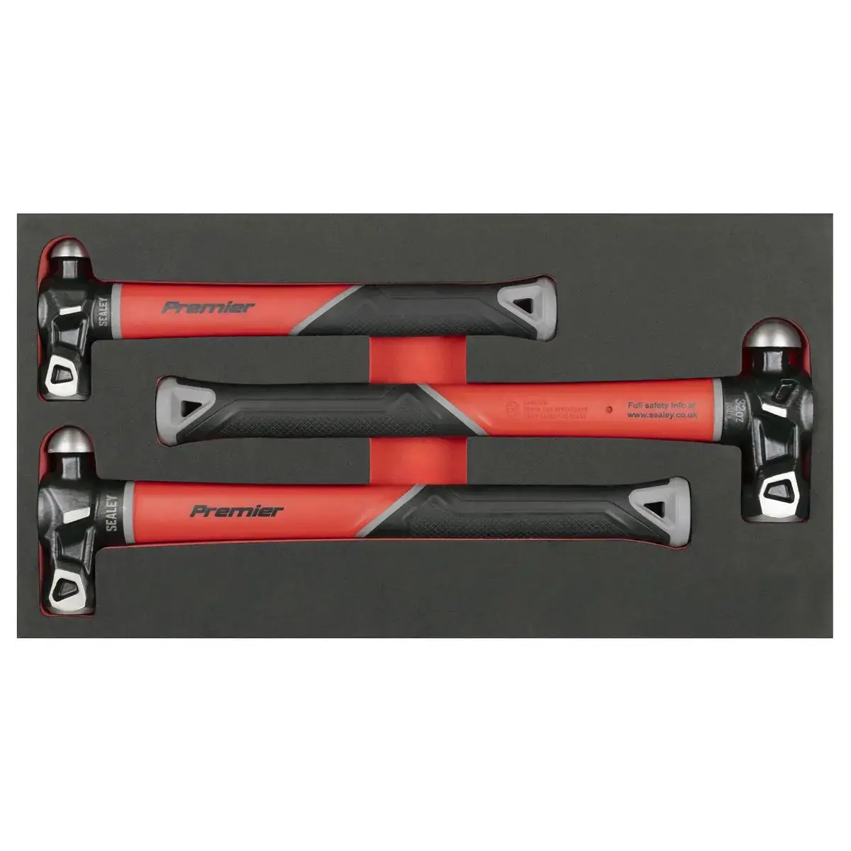 Sealey Premier Ball Pein Hammer Set With Fibreglass Shafts 3Pc 1