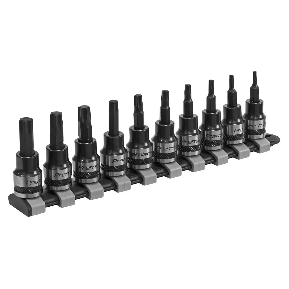 Sealey Premier Black 10 Piece 3/8" Square Drive Trx-Star Socket Bit Set T10-T50 1