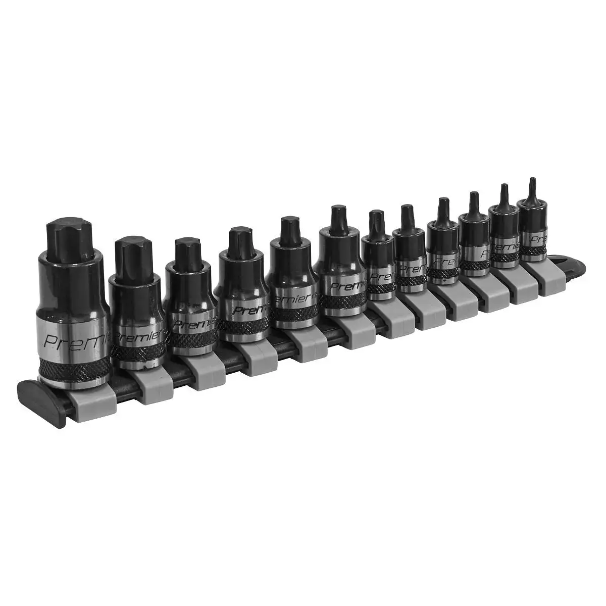 Sealey Premier Black 12 Piece 1/4" 3/8" 1/2" Drive Stubby Trx-Star Socket Bit Set T8-T60 1