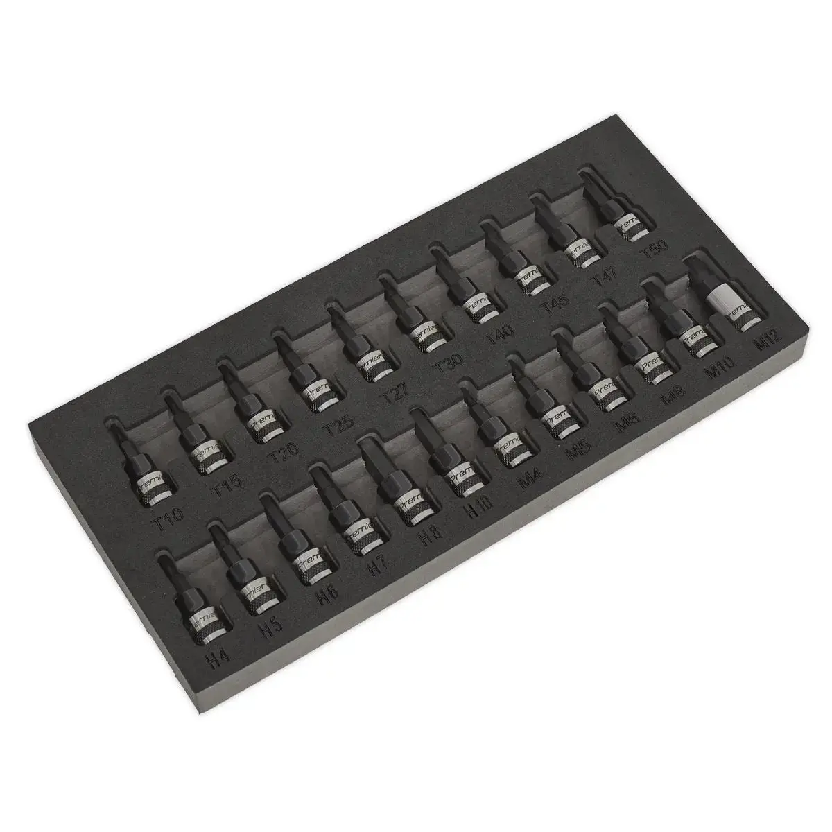 Sealey Premier Black 22 Piece 3/8" Drive Trx-Star Hex Spline Socket Bit Set 1
