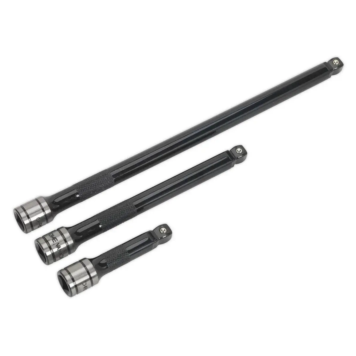Sealey Premier Black 3 Piece 3/8" Drive Wobble Rigid Extension Bar Set Sockets 1