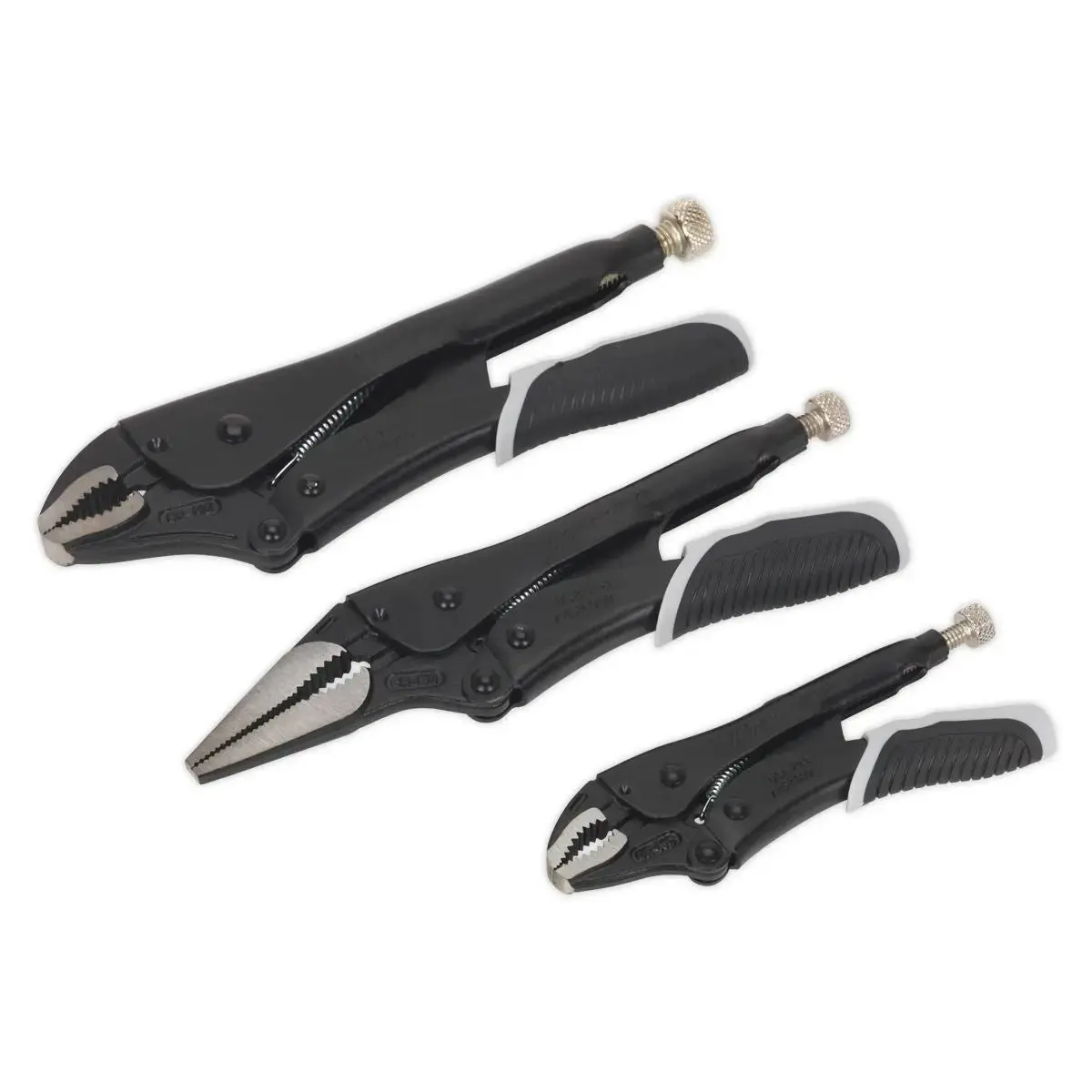 Sealey Premier Black 3 Piece Quick Release Locking Pliers Set Mole Grips 1