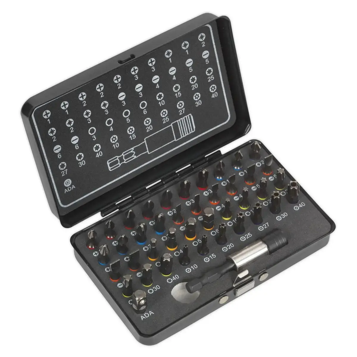 Sealey Premier Black 42 Piece Impact Grade Torsion Bit Set Slotted Phillips Trx Star Hex 1