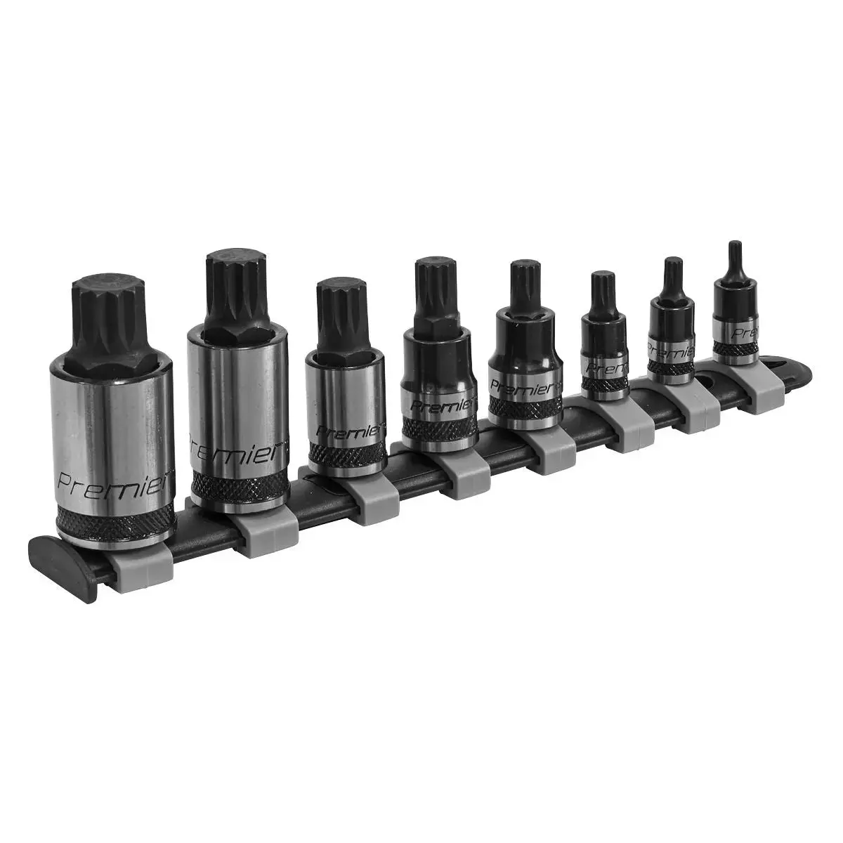 Sealey Premier Black 8 Piece 1/4" 3/8" 1/2" Drive Spline Socket Bit Set M4-M16 1