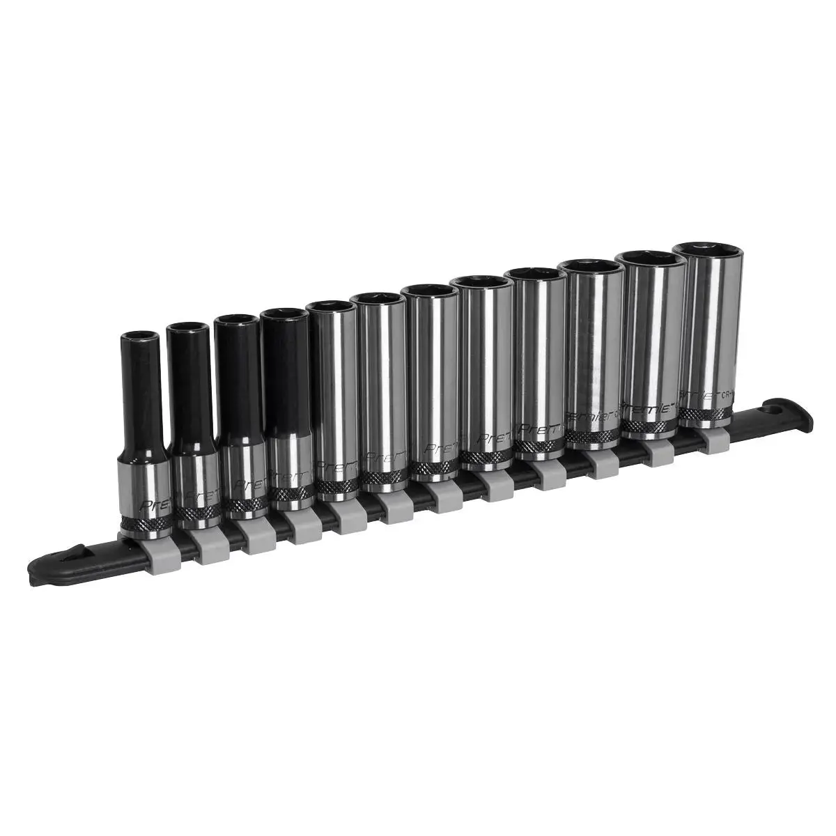 Sealey Premier Black Socket Set Deep 12Pc 3/8"Sq Drive Metric - Premier Black 1