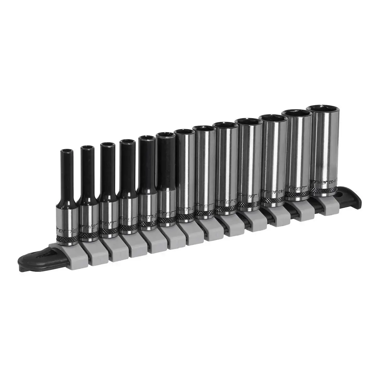 Sealey Premier Black Socket Set Deep 13Pc 1/4"Sq Drive Metric - Premier Black 1