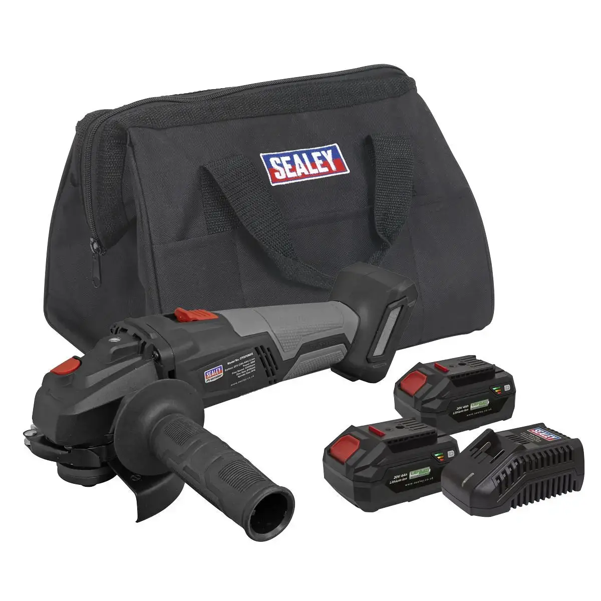 Sealey Premier Brushless Angle Grinder Kit 20V 4Ah Sv20 Series - 2 Batteries 1