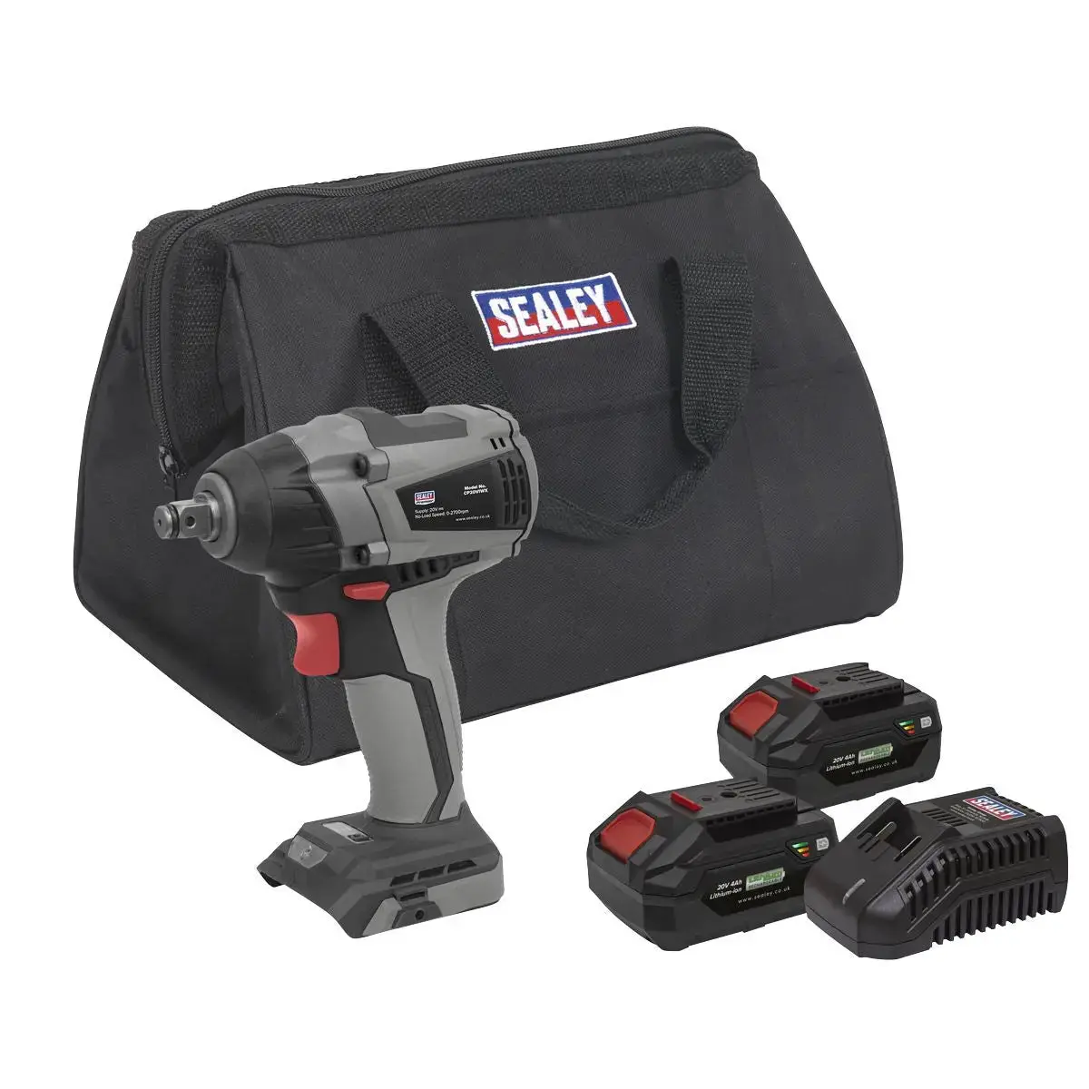 Sealey Premier Brushless Impact Wrench Kit 1/2"Sq Drive 20V 4Ah Sv20 Series 1