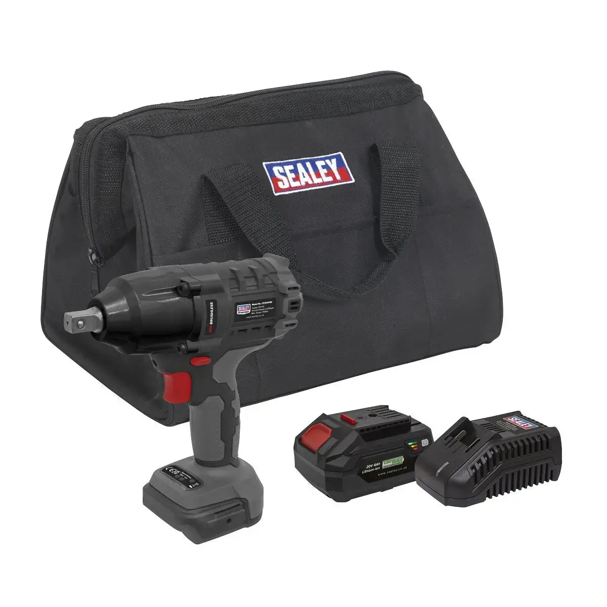 Sealey Premier Brushless Impact Wrench Kit 1/2"Sq Drive 20V 4Ah Sv20 Series 1
