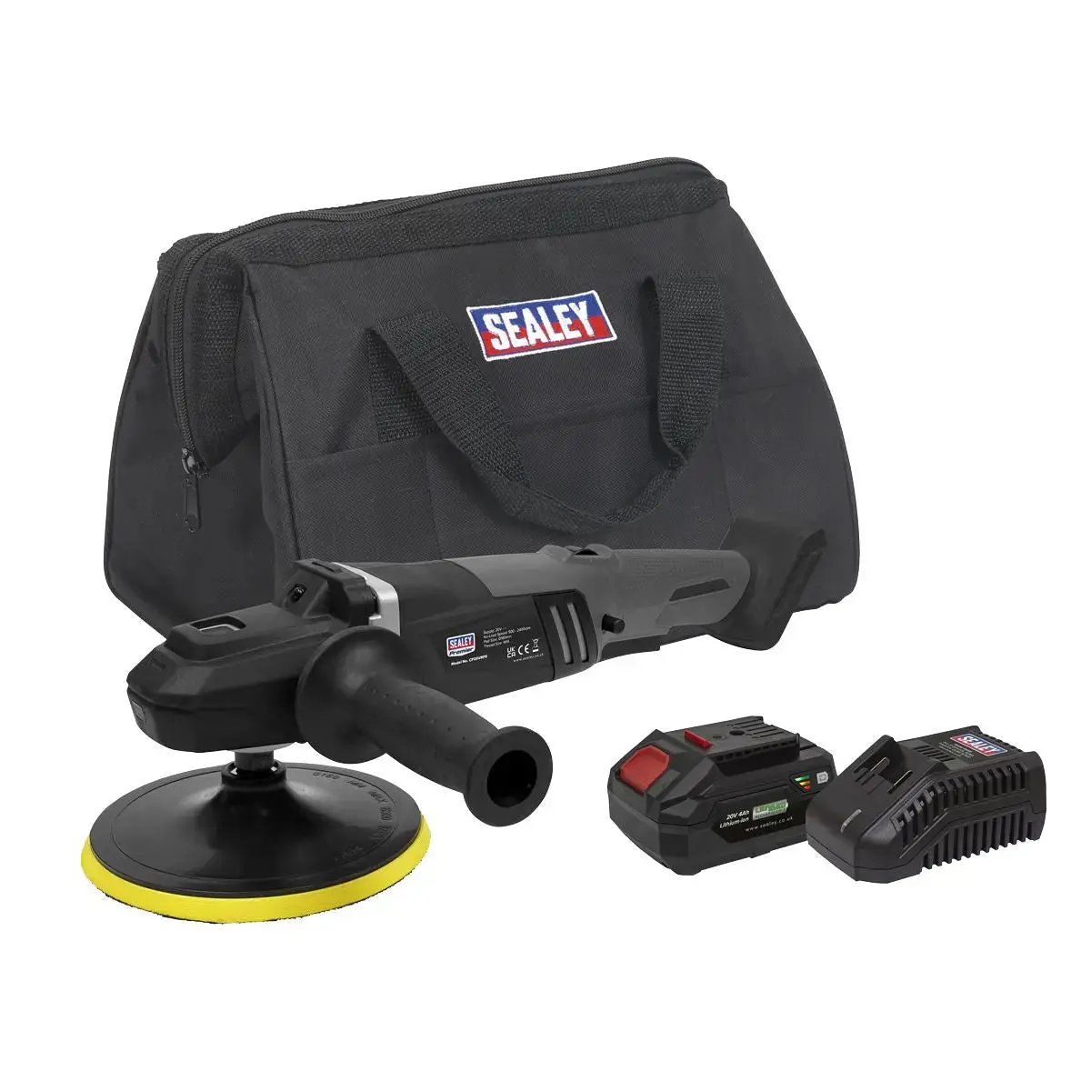 Sealey Premier Brushless Rotary Polisher Kit Ø180mm 20V 4Ah Sv20 Series 1