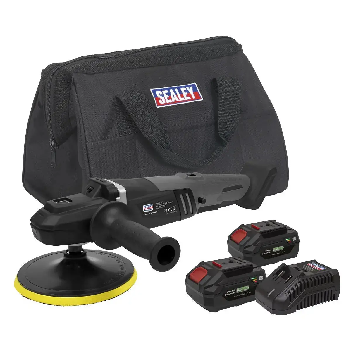 Sealey Premier Brushless Rotary Polisher Kit Ø180mm 20V Sv20 Series - 2 Batteries 1
