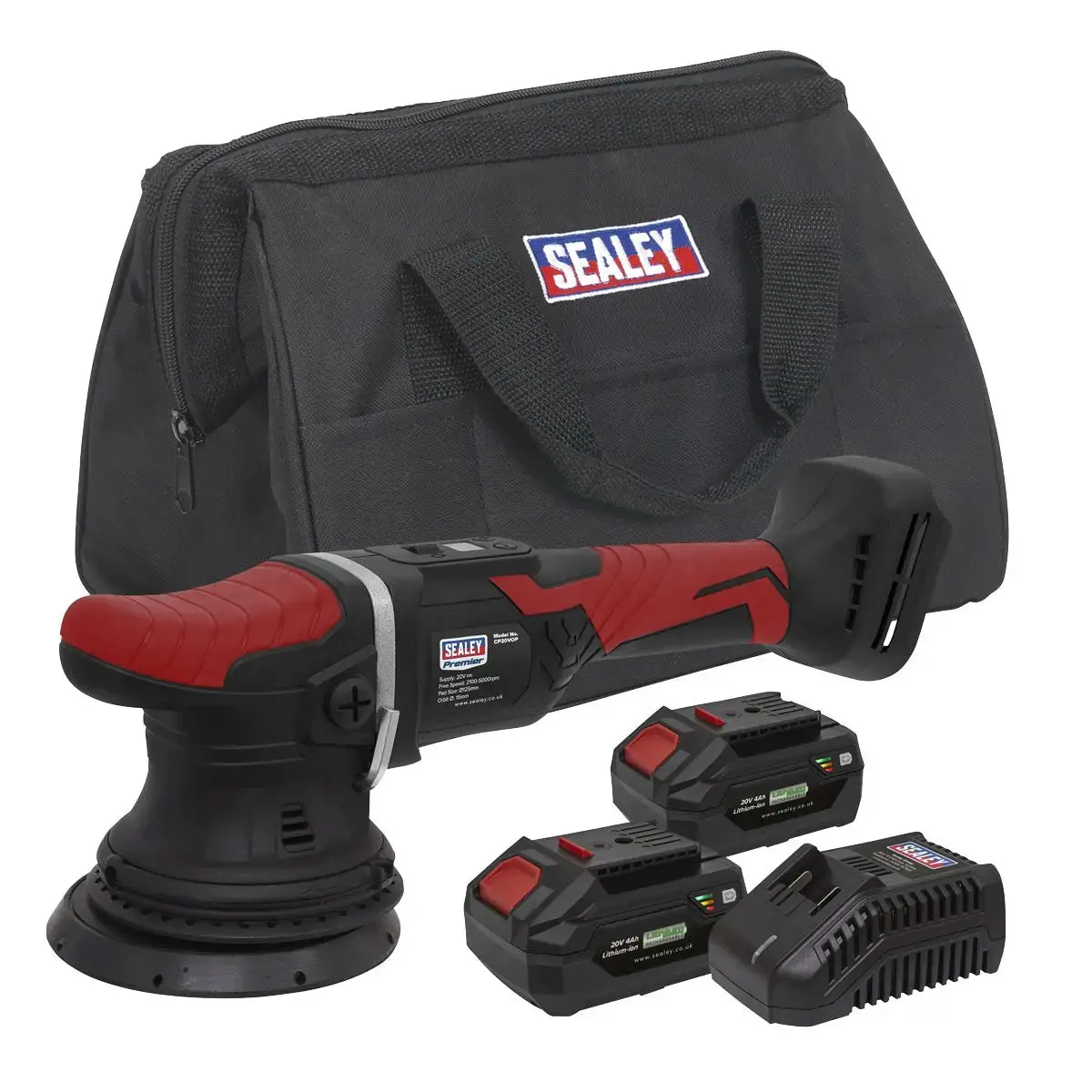 Sealey Premier Cordless Orbital Polisher Kit 20V 4Ah Sv20 Series Ø125mm - 2 Batteries 1