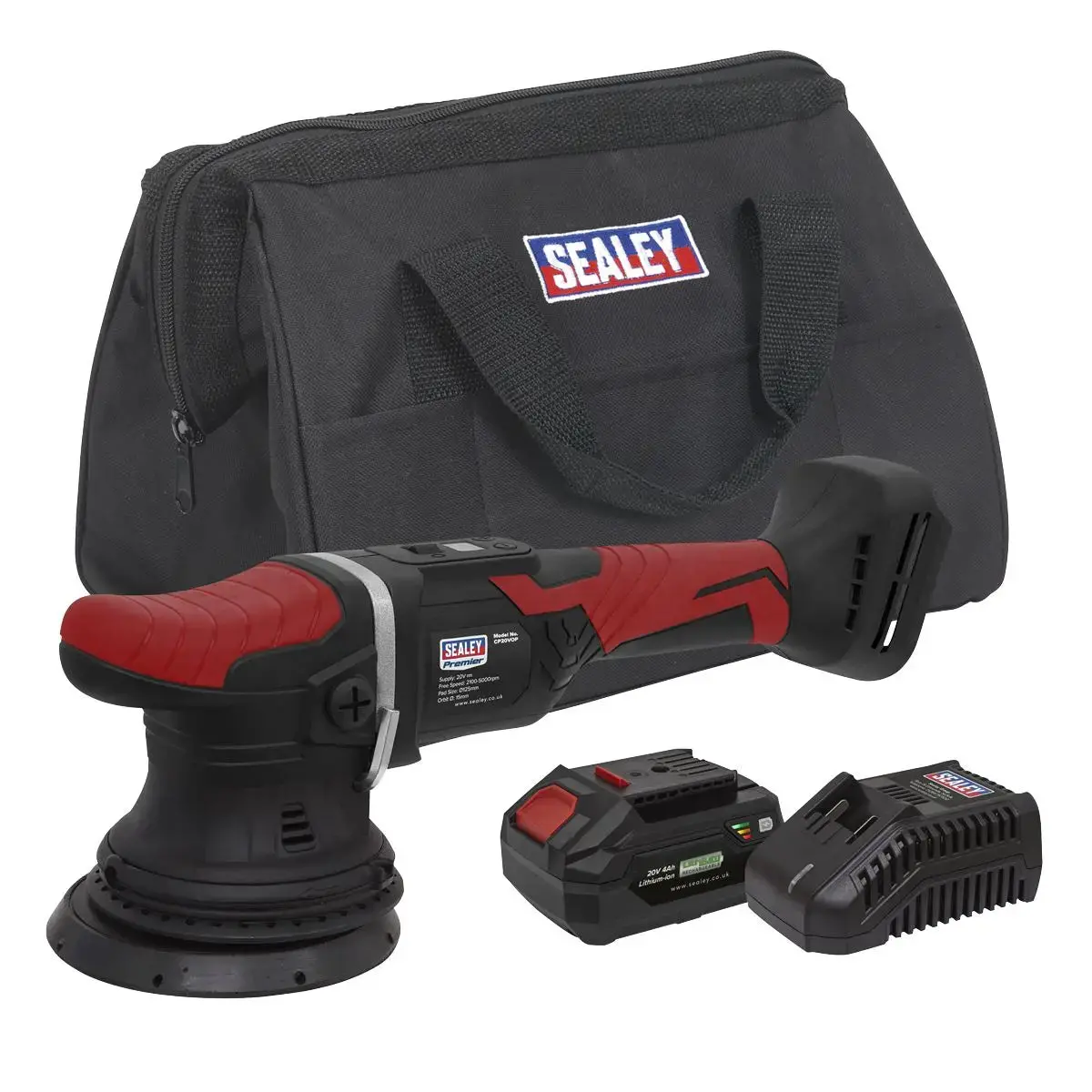Sealey Premier Cordless Orbital Polisher Kit 20V 4Ah Sv20 Series Ø125mm 1