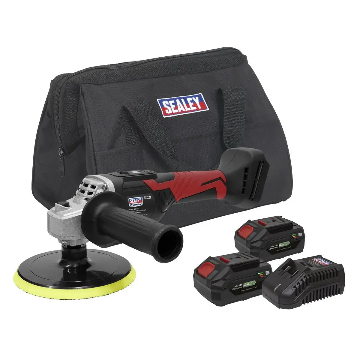 Sealey Premier Cordless Rotary Polisher Kit 20V 4Ah Sv20 Series Ø150mm - 2 Batteries 1